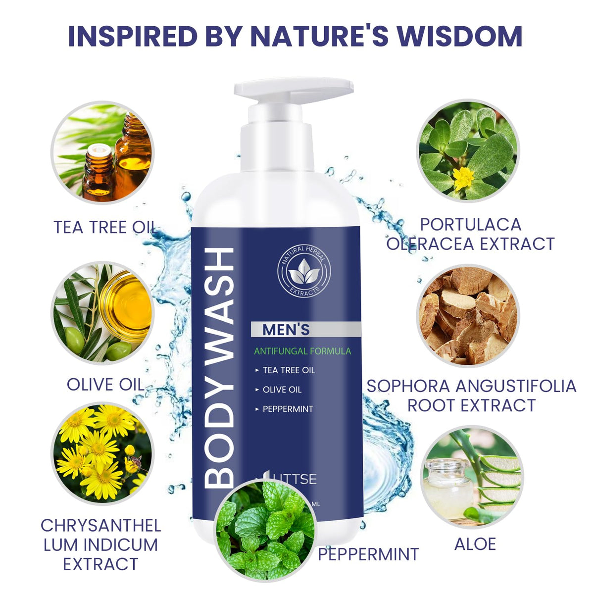 Uttse tea tree and mint ingredients highlighting natural botanical benefit