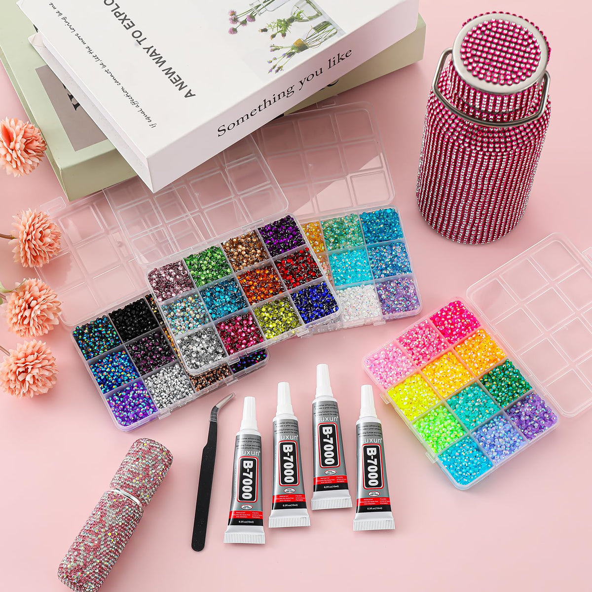 UWETIME open 48-compartment box displaying 48 colors for quick selection