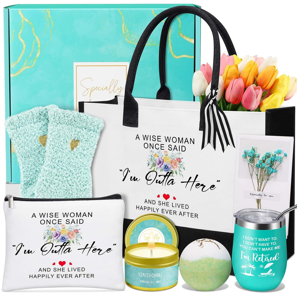 Uwingess front basket view showing all gift items and elegant presentation