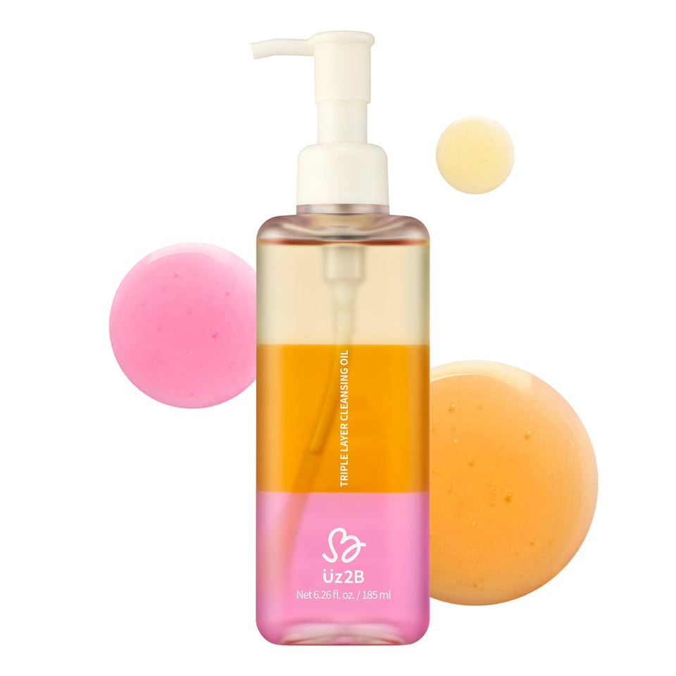 UZ2B front bottle showing three visible layers and cleansing benefits