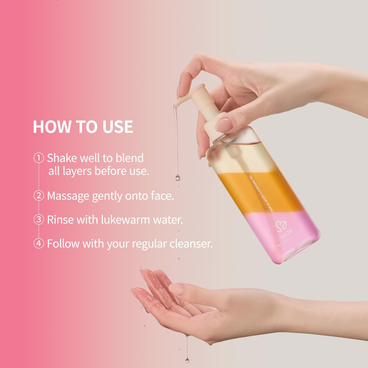 UZ2B rinse-off with water droplets illustrating clean rinse without residue