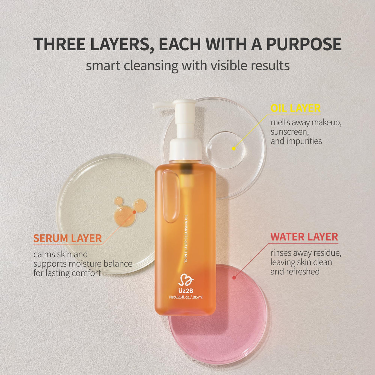 UZ2B emulsified milky texture demonstrating easy rinse and makeup removal