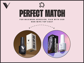 V Beauty Pure finished chrome nail displaying high-shine result and long-lasting retention