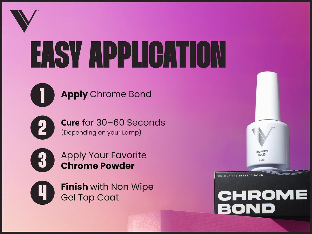 V Beauty Pure application shot with chrome powder being placed for beginner-friendly control