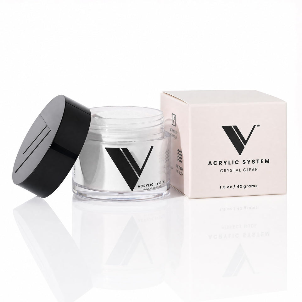 V Beauty Pure front jar showing product and clear finishing benefits