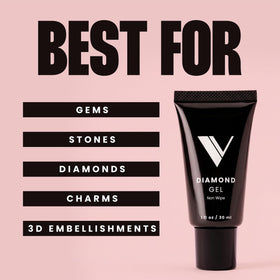 V Beauty Pure gel in use placing rhinestone, enables precise placement