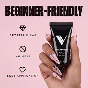 V Beauty Pure gel texture close-up, shows thick sculptable clarity