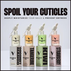 V Beauty Pure dropper applying oil to cuticle for quick absorption benefit