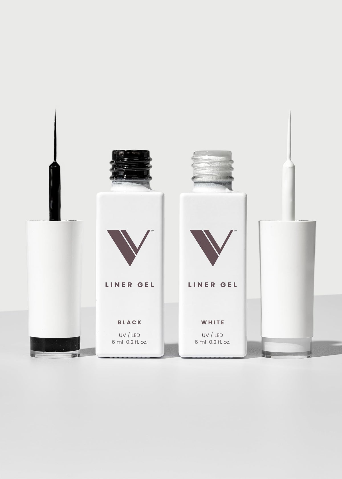 V Beauty Pure duo front packaging showing black and white gel liners for precise tips