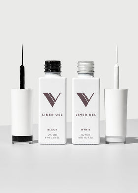 V Beauty Pure duo front packaging showing black and white gel liners for precise tips