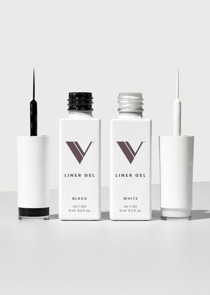 V Beauty Pure duo front packaging showing black and white gel liners for precise tips