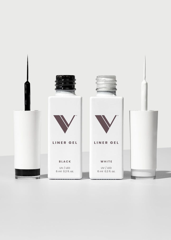 V Beauty Pure duo front packaging showing black and white gel liners for precise tips