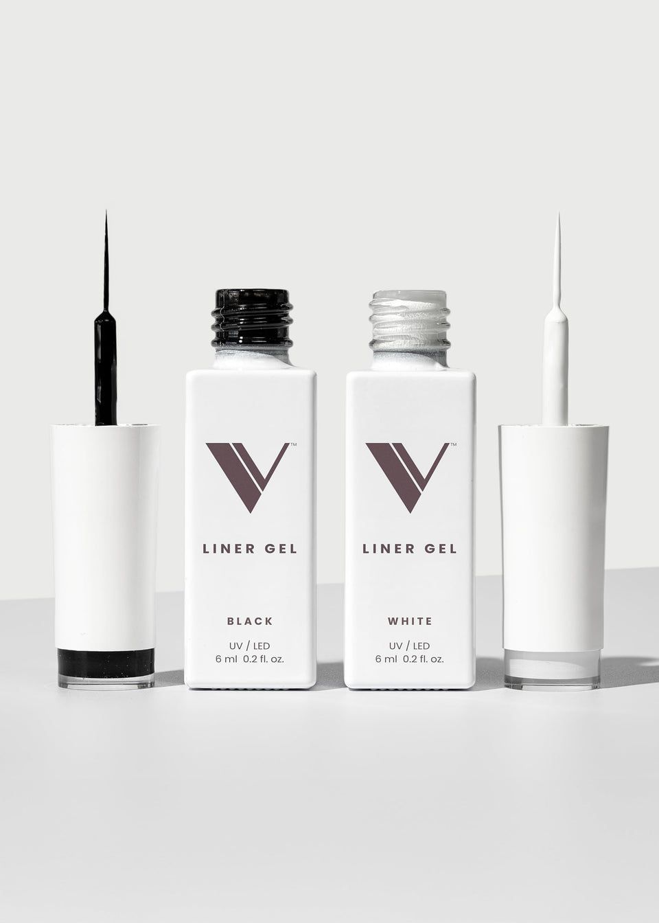 V Beauty Pure duo front packaging showing black and white gel liners for precise tips