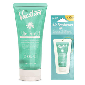 VACATION front bottle of after sun gel showing cooling benefit