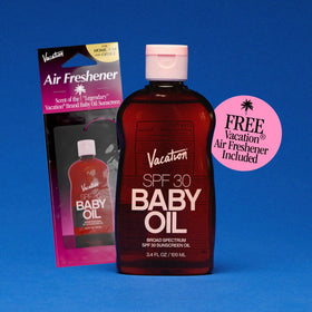 VACATION oil in a beach setting for water-resistant outdoor use benefit