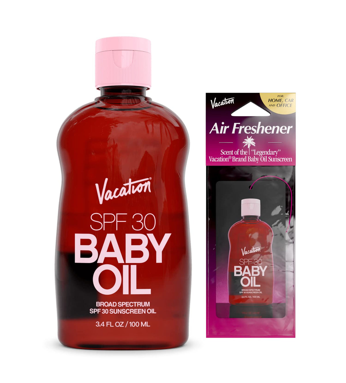 VACATION front packaging showing SPF 30 oil and glossy finish benefit