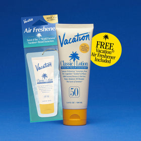 VACATION size comparison next to passport and sunglasses, ideal for travel convenience