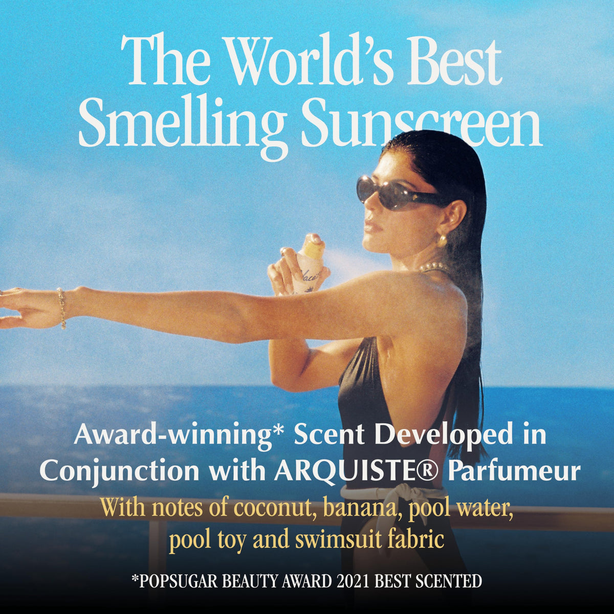 VACATION clear sunscreen on skin showing invisible, non-greasy finish