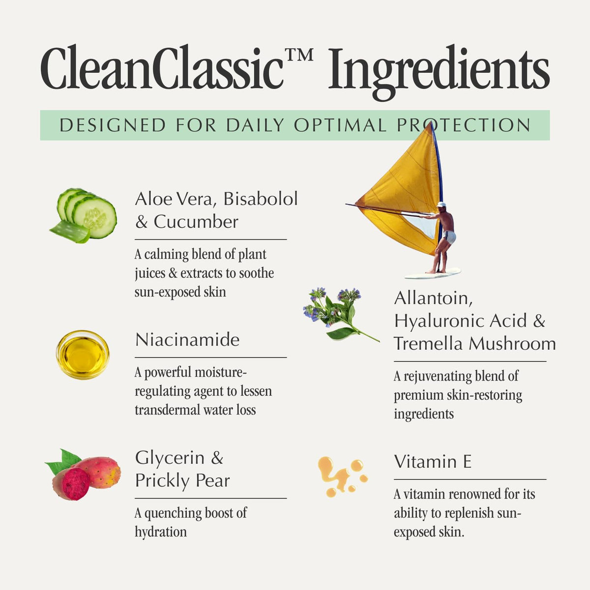 VACATION label close-up highlighting clean, alcohol-free ingredients