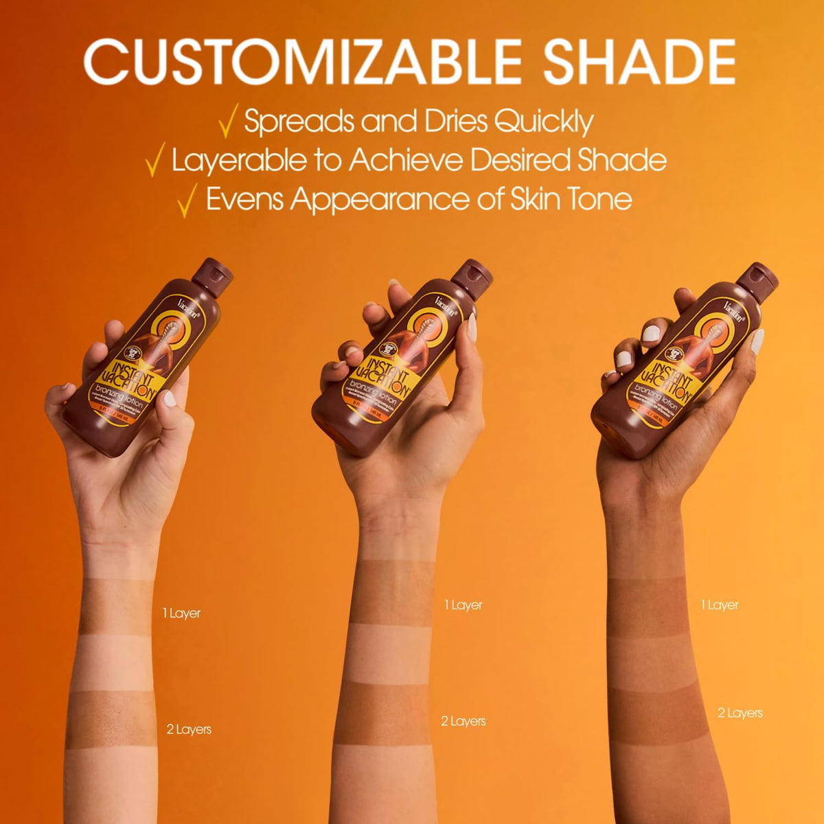 VACATION lifestyle beach setting conveying hydrated glow and cocoa-hazelnut scent