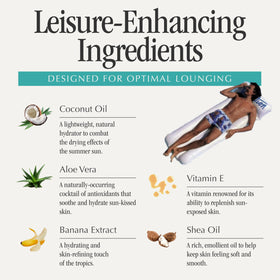 VACATION lifestyle on sunlit beach with person applying spray, evokes vacation aroma
