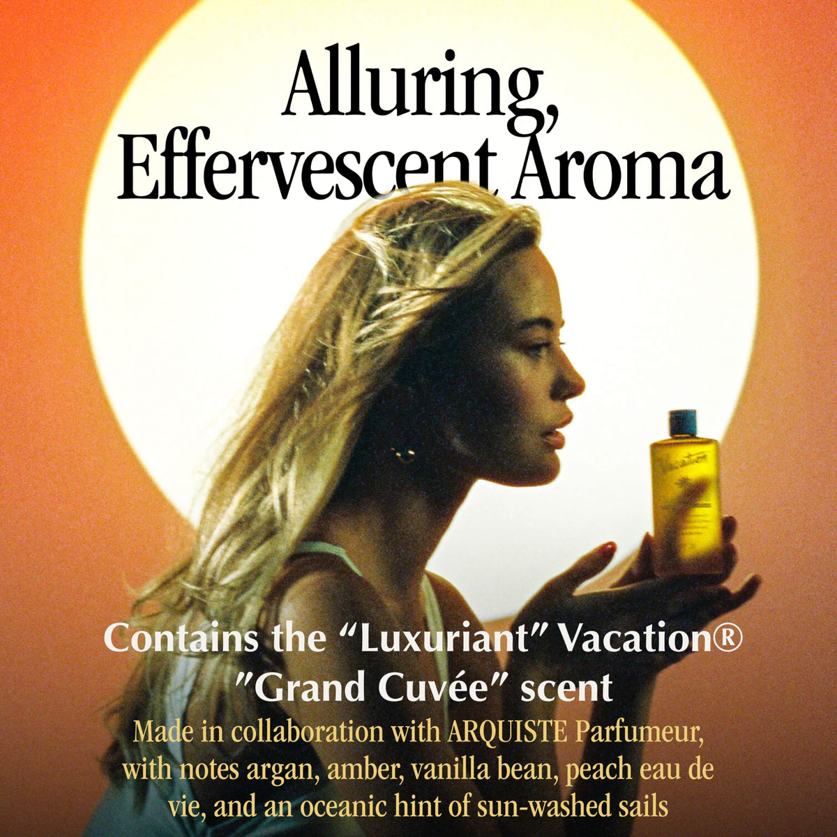 Vacation oil texture pouring to show lightweight hydrating finish and spreadability