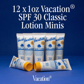 VACATION mini classic bottle top closeup highlighting portable flip-cap and easy application
