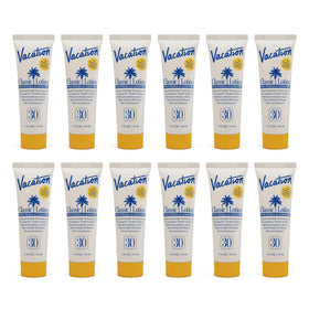 VACATION mini classic front packaging showing twelve 1oz bottles and travel convenience