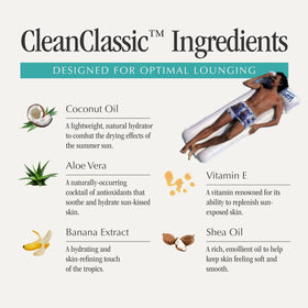 VACATION sunscreen bottles in beach tote portraying travel-ready protection and scent