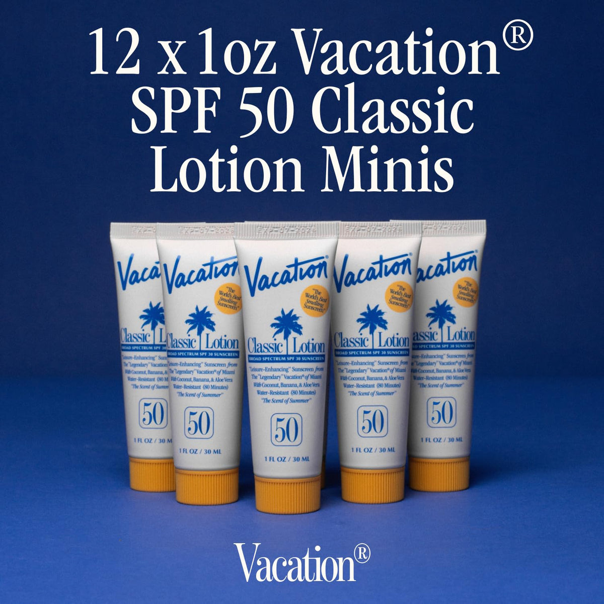 VACATION mini sunscreen texture close-up showing quick-absorbing finish