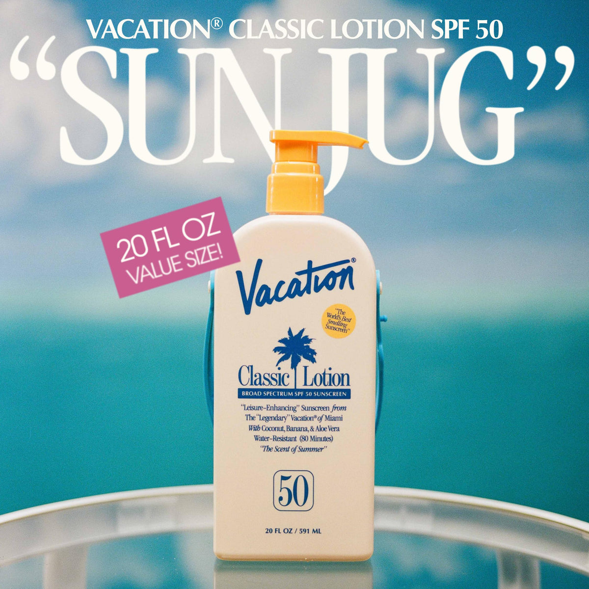 VACATION pump dispenser detail for quick application and reduced waste