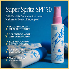 VACATION ultra-fine mist close-up delivering even, lightweight coverage