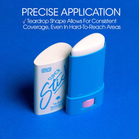 VACATION stick used on scalp edge highlighting precision application for exposed hairline
