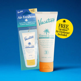 VACATION sunscreen label close-up highlighting non-nano zinc and actives