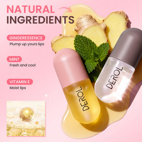 Model applying Vafee DEROL day serum showing visible fuller lip effect