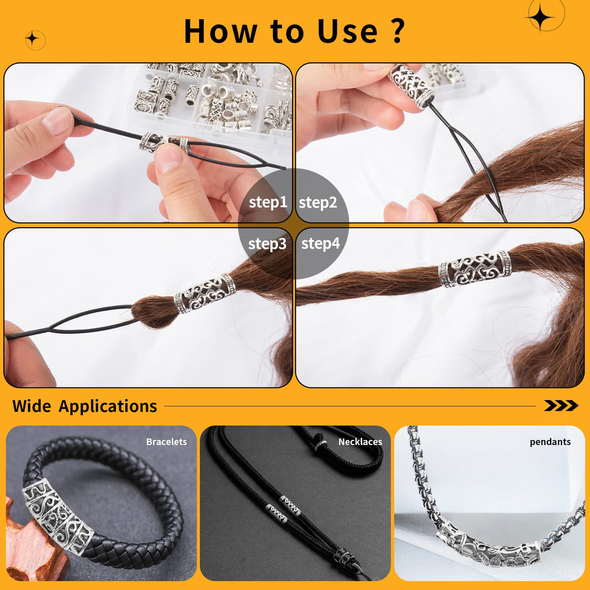 Vaikby beads used in beard decoration creating rugged, styled accents
