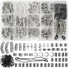 Vaikby front packaging showing full 152-piece Viking hair jewelry set and box