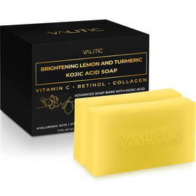 VALITIC front packaging of two brightening soap bars showing product name and benefits