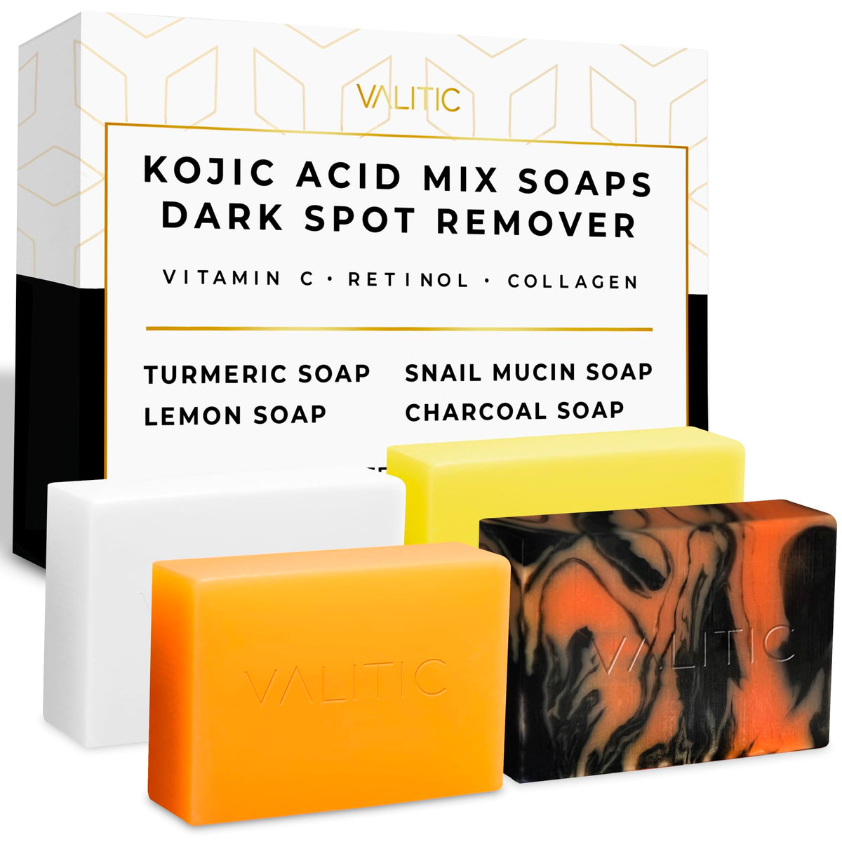 VALITIC front packaging holiday box showing gift-ready soaps and product names