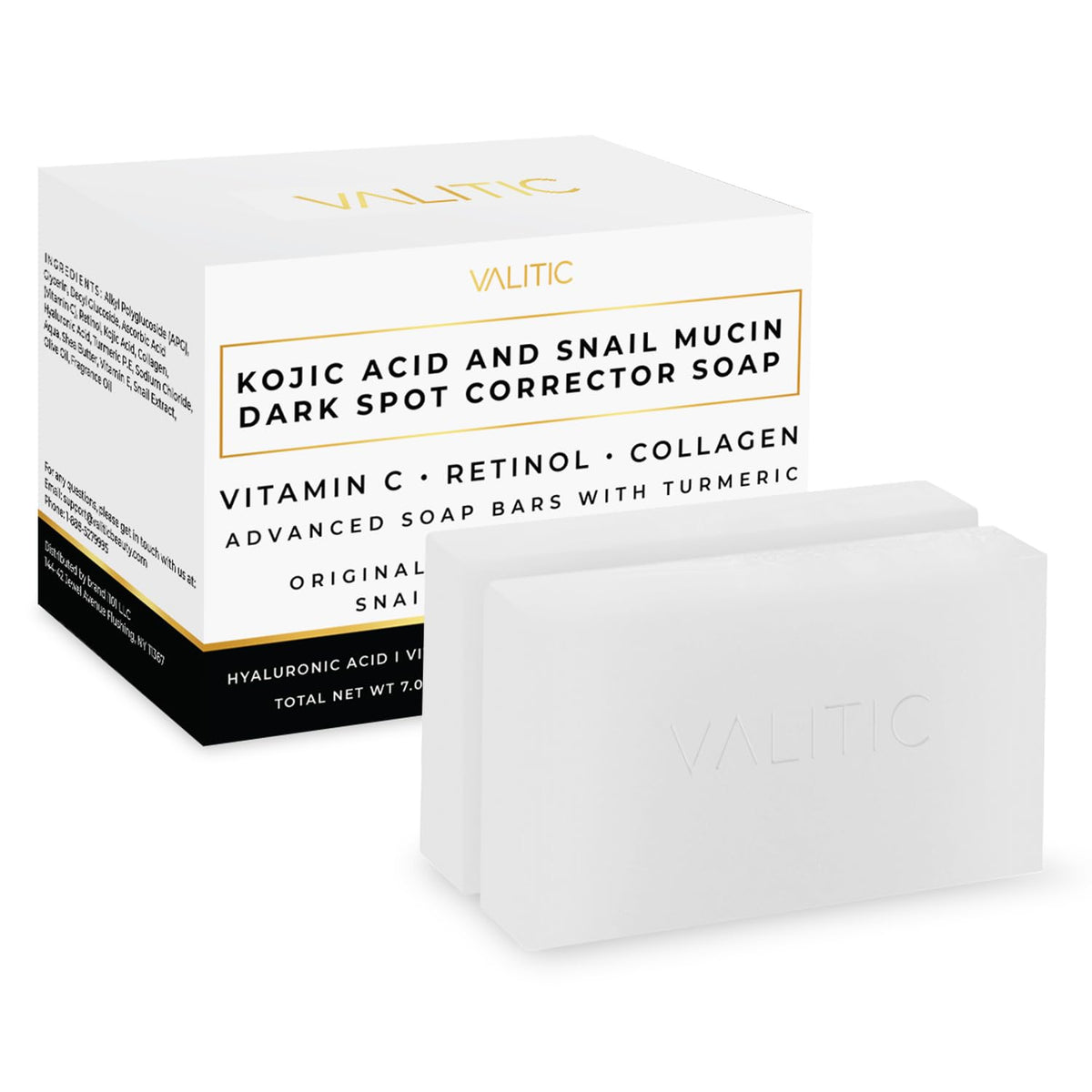 VALITIC front packaging showing two soap bars and product name for clear identification