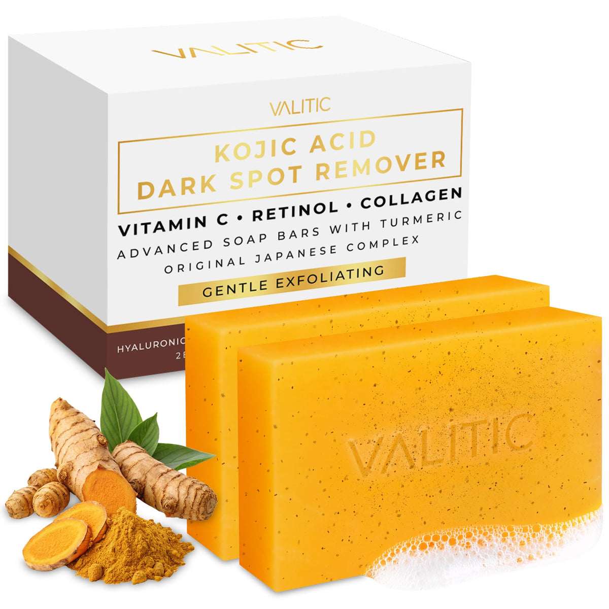 VALITIC front packaging showing two soap bars and product name benefits