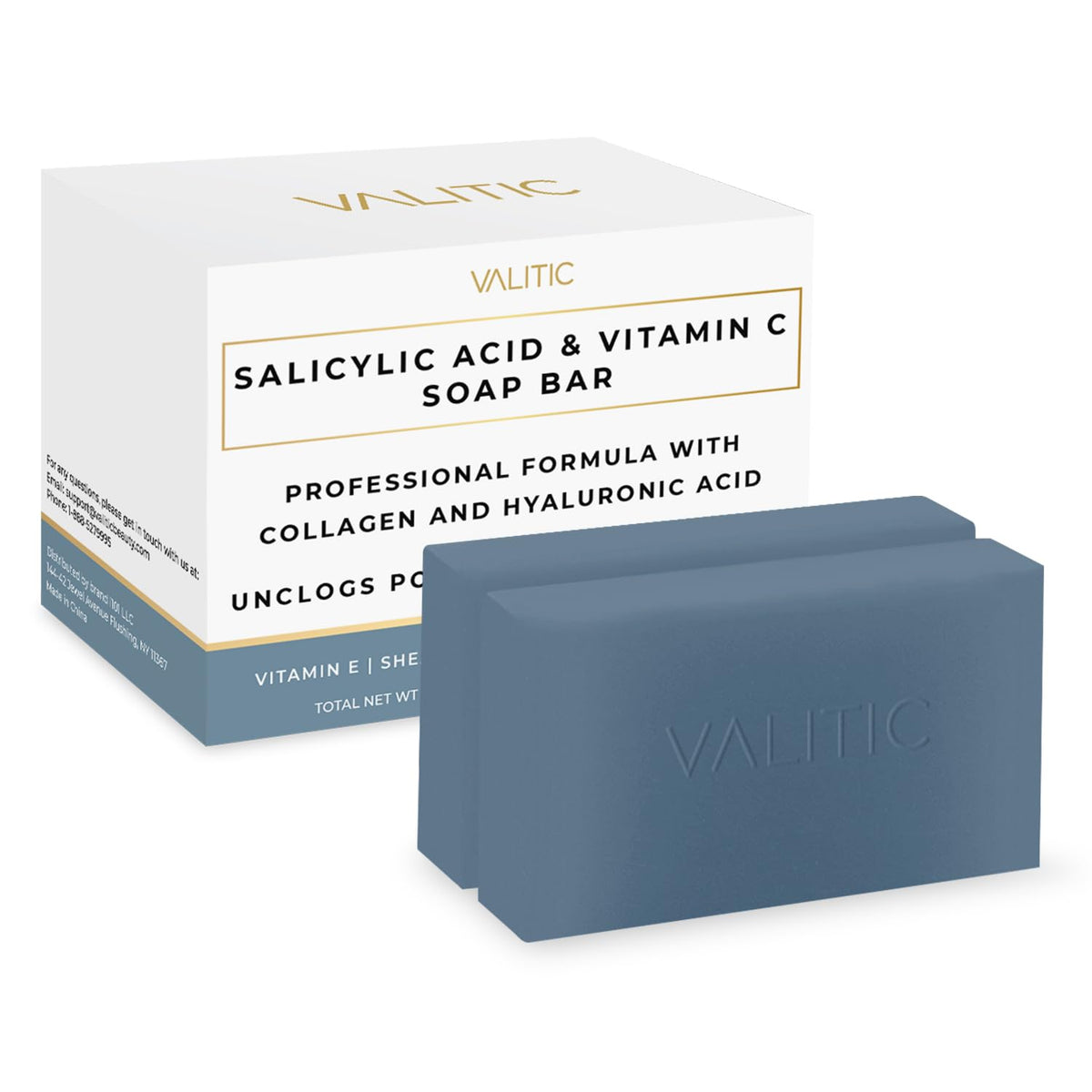 VALITIC front packaging showing soap bar benefits and ingredients
