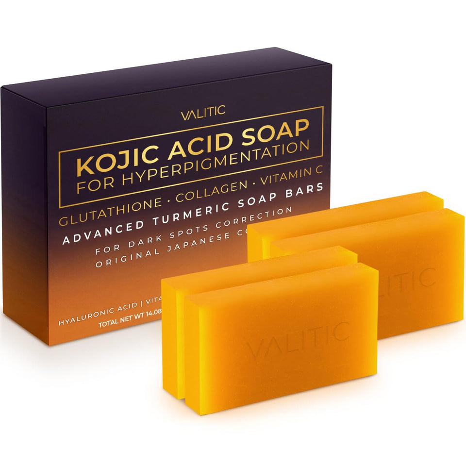 VALITIC front packaging showing four soap bars and benefits