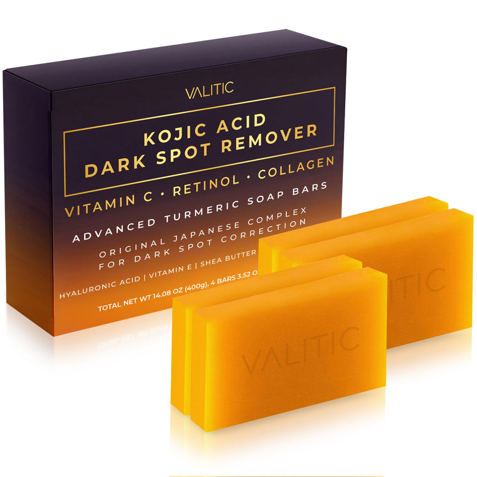 VALITIC front packaging showing four soap bars and benefits