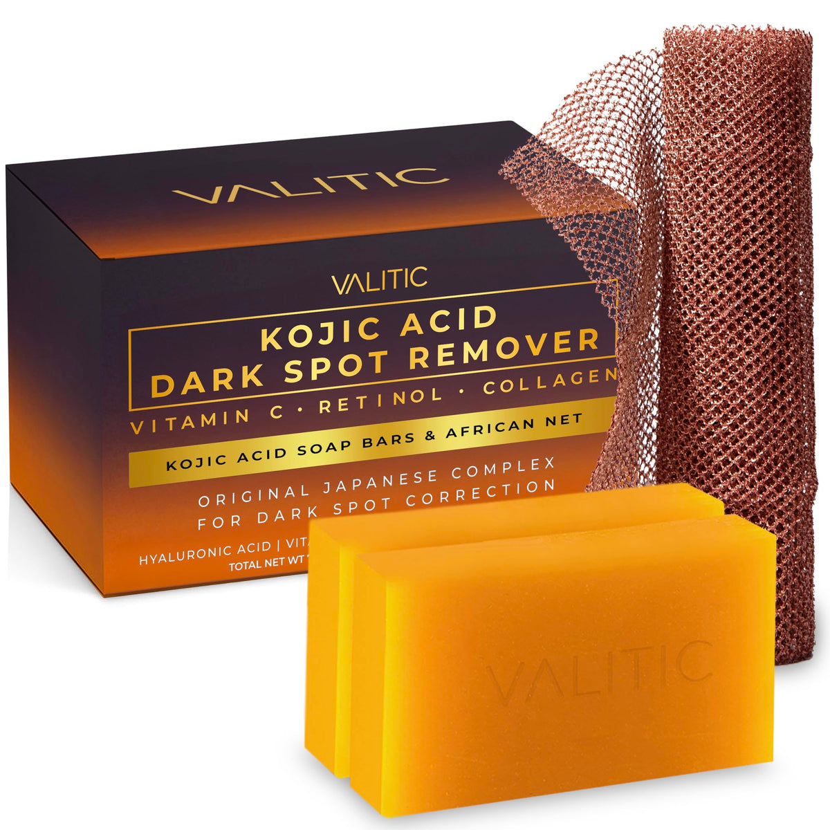 VALITIC front packaging showing two bars and sponge enhancing routine