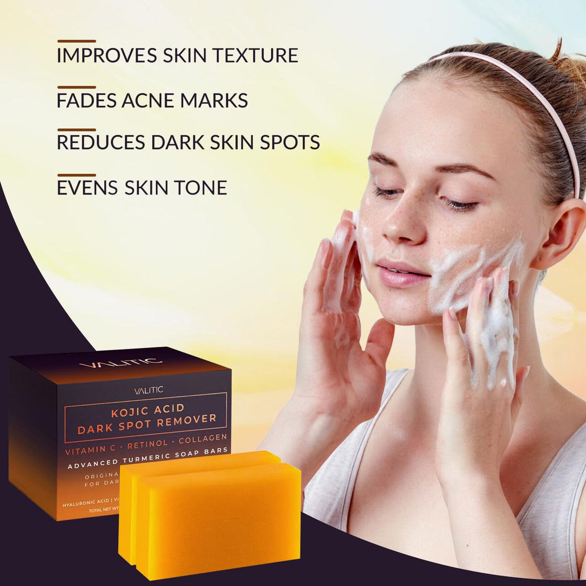 VALITIC ingredients display turmeric and vitamin C for brightening support