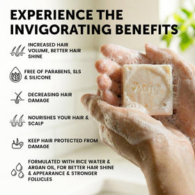 VALITIC shampoo bar lather in hands producing rich foam for efficient cleansing
