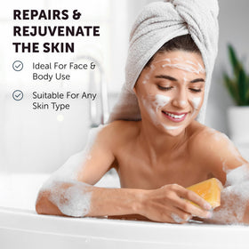 VALITIC soap held in hand to show actual size and travel-friendly convenience