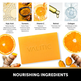 VALITIC soap beside towel showing actual size and scale