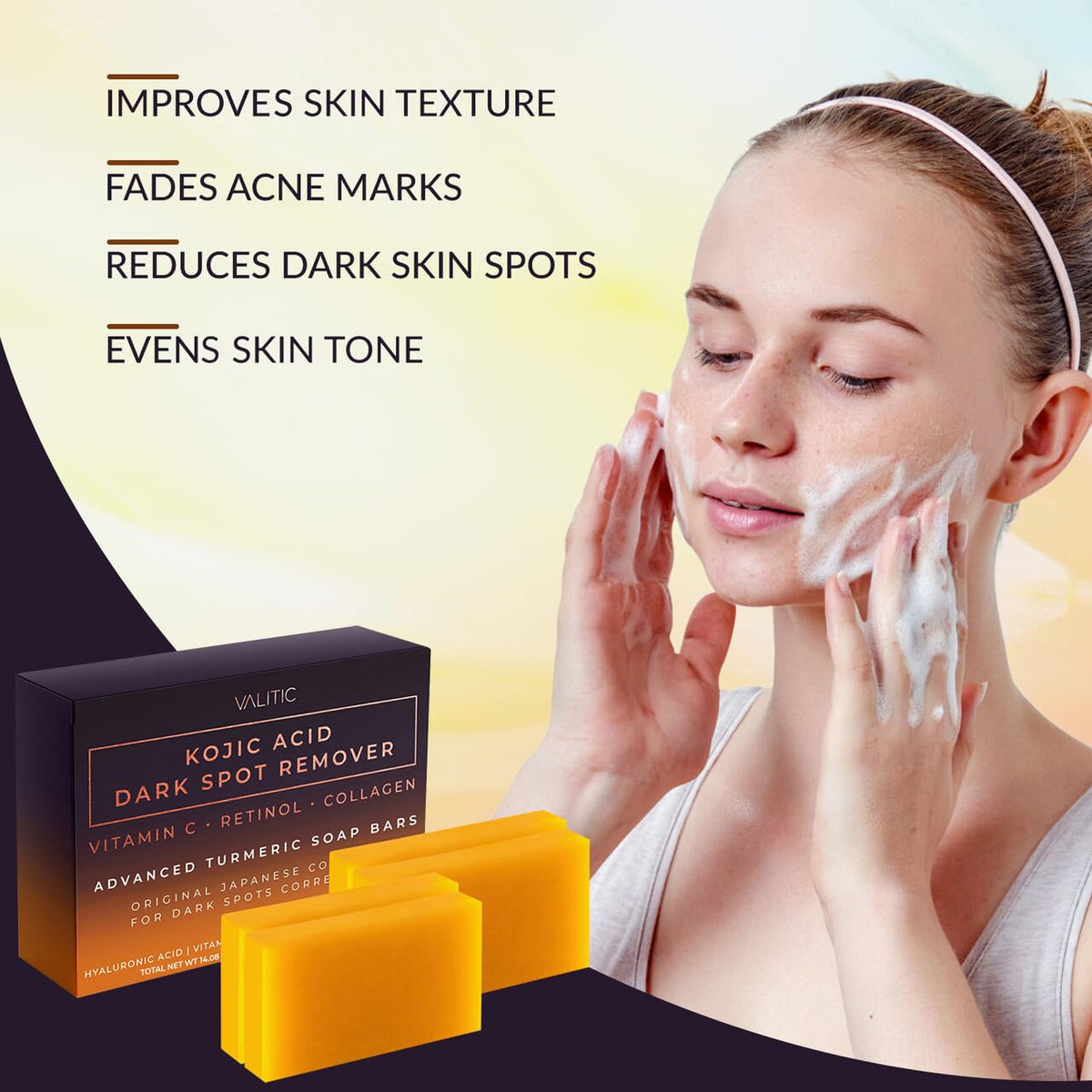 VALITIC soap bars on bathroom vanity illustrating daily routine benefit